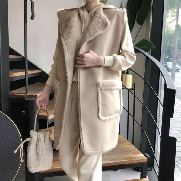women's fur & faux autumn winter jackets for women korean lamb vest female thickening warm suede fake jacket coats vintage 2021, Black
women's fur & faux autumn winter jackets for women korean lamb vest female thickening warm suede fake jacket coats vintage 2021, Black
