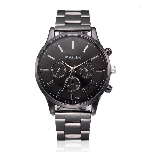 watch miger men's sports quartz steel band, Slivery;brown