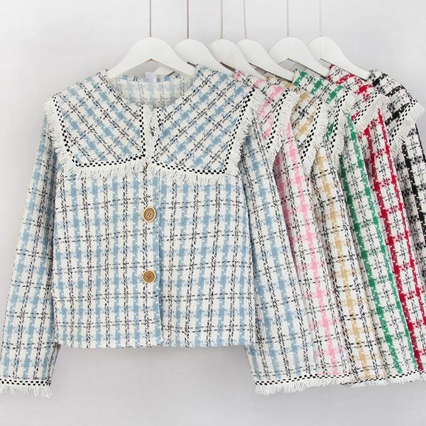 women's jackets retro fringed fringe doll collar tweed short shirt jacket female autumn and winter plaid trend coats women, Black;brown
women's jackets retro fringed fringe doll collar tweed short shirt jacket female autumn and winter plaid trend coats women, Black;brown