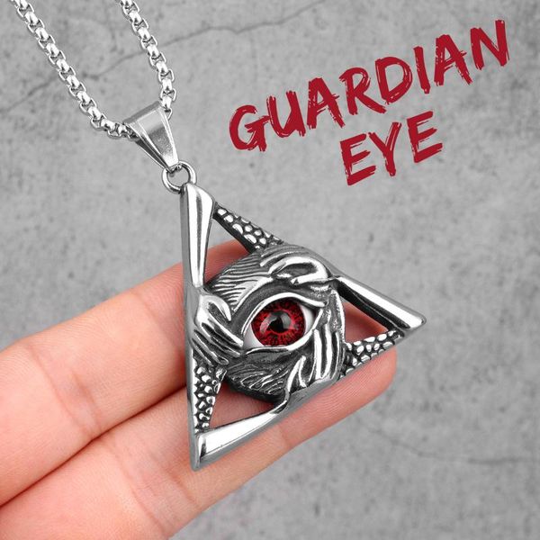 pendant necklaces guardian eye triangle long men chain punk for boyfriend male stainless steel jewelry creativity gift wholesale, Silver
pendant necklaces guardian eye triangle long men chain punk for boyfriend male stainless steel jewelry creativity gift wholesale, Silver