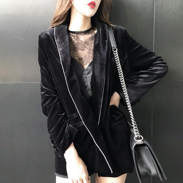 women's suits & blazers blazer spring 2021 wear korean version black loose show thin versatile velvet with diamond suit coat female tre, White;black
women's suits & blazers blazer spring 2021 wear korean version black loose show thin versatile velvet with diamond suit coat female tre, White;black
