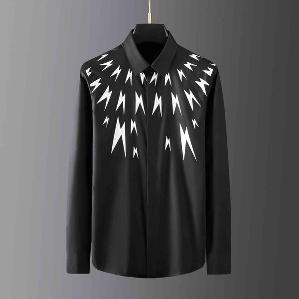 business shirt deluxe and fashion brand show high-end with press printing on the chest and men's long sleeves, White;black
business shirt deluxe and fashion brand show high-end with press printing on the chest and men's long sleeves, White;black