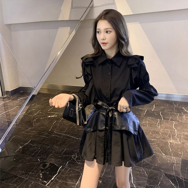 casual dresses elegant black girl mini long vintage up as a female korean fashion gothic in autumn 2021, Black;gray
casual dresses elegant black girl mini long vintage up as a female korean fashion gothic in autumn 2021, Black;gray