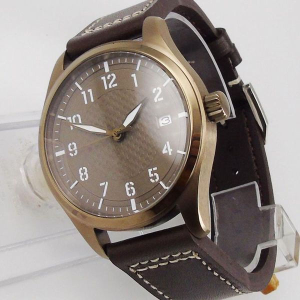 wristwatches bronze plated 40mm men's wristwatch automatic japan nh35 / nh35a movement brown dial leather strap brushed mineral glas, Slivery;brown
wristwatches bronze plated 40mm men's wristwatch automatic japan nh35 / nh35a movement brown dial leather strap brushed mineral glas, Slivery;brown