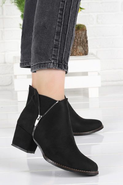 boots woggo 404 suede 5 cm heel women shoes, Black