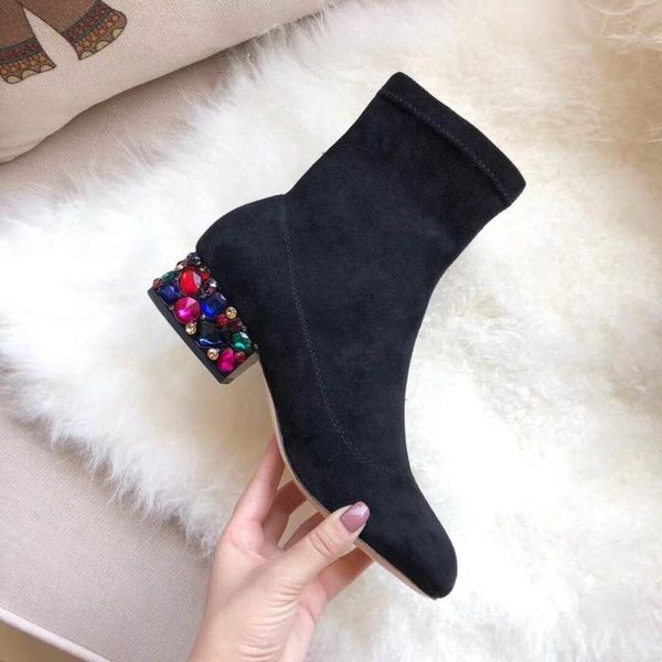 boots colorful rhinestone women ankle suede leather round toe flats winter warm shoes party dress short woman, Black
boots colorful rhinestone women ankle suede leather round toe flats winter warm shoes party dress short woman, Black
