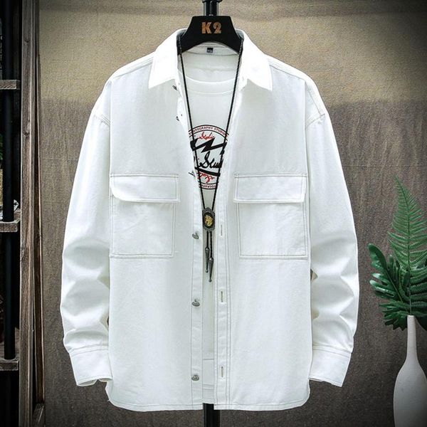 men's casual shirts fashion long sleeve shirt jacket 2021 autumn korean business loose male classic brand clothes, White;black
men's casual shirts fashion long sleeve shirt jacket 2021 autumn korean business loose male classic brand clothes, White;black