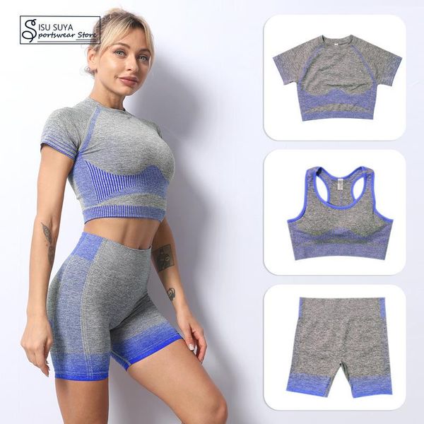 striped yoga three piece set women's tracksuit high waist crop pants suit gym bra fitness shorts sport female clothing tracksuits, Gray
striped yoga three piece set women's tracksuit high waist crop pants suit gym bra fitness shorts sport female clothing tracksuits, Gray