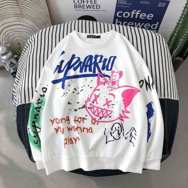 ins dark black high street hip hop trendy round neck pullover loose bf style fun graffiti printed sweater man
ins dark black high street hip hop trendy round neck pullover loose bf style fun graffiti printed sweater man
