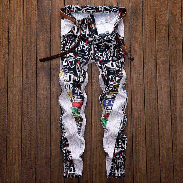 men's jeans spring and summer stretch slim straight white printing personalized jeans men's fashion pants, Blue
men's jeans spring and summer stretch slim straight white printing personalized jeans men's fashion pants, Blue