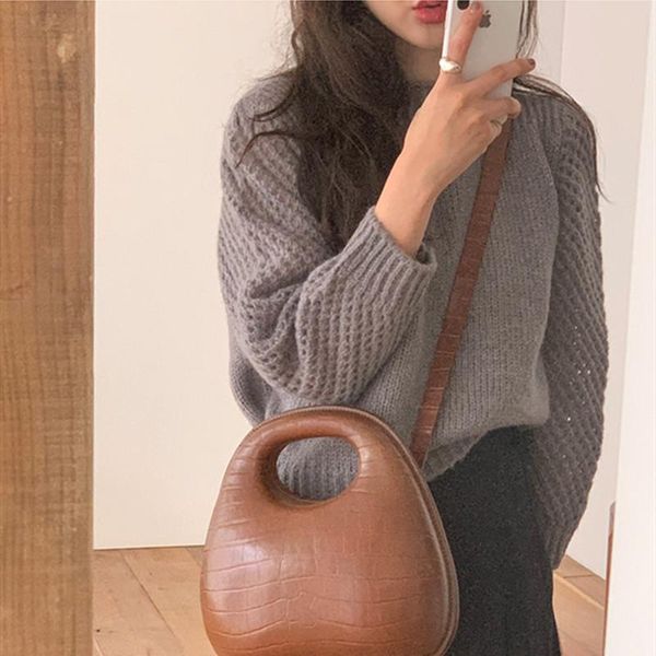 women's sweaters 2021 autumn winter women knitted female pullover hollow solid concise loose elegant office lady casual all match, White;black
women's sweaters 2021 autumn winter women knitted female pullover hollow solid concise loose elegant office lady casual all match, White;black
