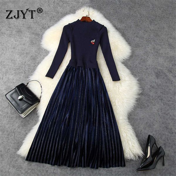 autumn winter clothes fashion designers knitted patchwork mid calf pleated velvet dress woman vintage vestidos 210601, Black;gray
autumn winter clothes fashion designers knitted patchwork mid calf pleated velvet dress woman vintage vestidos 210601, Black;gray
