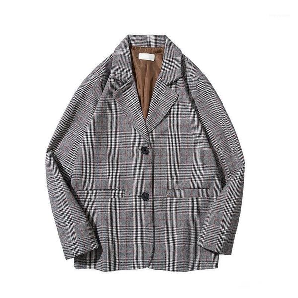 men suit jacket check casual couple blazer large size loose youth fashion japanese neuter style single breasted 2 buttons gray men's su, White;black
men suit jacket check casual couple blazer large size loose youth fashion japanese neuter style single breasted 2 buttons gray men's su, White;black