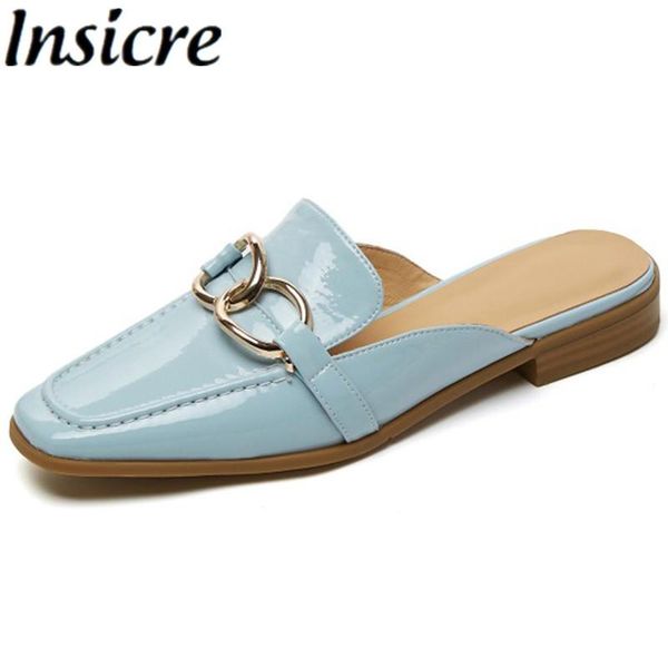 slippers insicre 2021 summer metal knot patent leather square toe women pumps low heels mules casual shoes light blue, Black
slippers insicre 2021 summer metal knot patent leather square toe women pumps low heels mules casual shoes light blue, Black