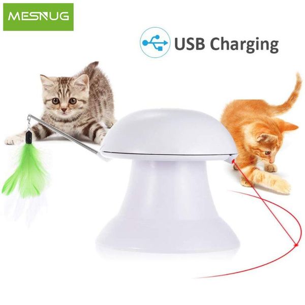 cat toys mesnug automatic rotating laser toy interactive quality usb charging low noise kitten pet game 4 feather replacements 
cat toys mesnug automatic rotating laser toy interactive quality usb charging low noise kitten pet game 4 feather replacements