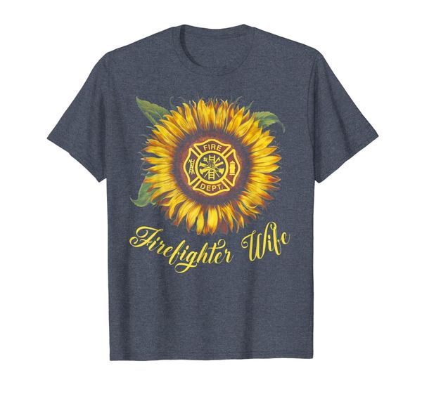 womens firefighter wife sunflower t-shirt mothers day gift, White;black