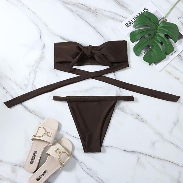 women's swimwear bandeau bikini set swimsuit women brazilian thong female halter bandage bathing suit beach wear biquini, White;black
women's swimwear bandeau bikini set swimsuit women brazilian thong female halter bandage bathing suit beach wear biquini, White;black