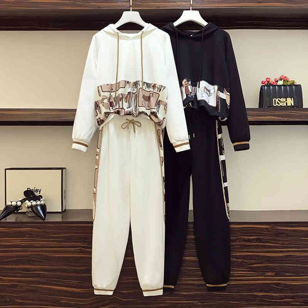 women's sweaters plus size female sweatshirt fall 2021 long sleeve hoodies and casual loose elastic waistband pants two parts 5xl cloth, White;black
women's sweaters plus size female sweatshirt fall 2021 long sleeve hoodies and casual loose elastic waistband pants two parts 5xl cloth, White;black