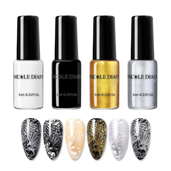 nail polish nicole diary art stamping gold silver black white plate printing varnish decoration
nail polish nicole diary art stamping gold silver black white plate printing varnish decoration