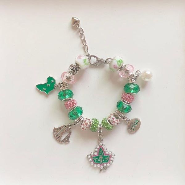 charm bracelets hand made pink green european beads 1908 map pearl greek sorority fraternity bracelet jewelry, Golden;silver
charm bracelets hand made pink green european beads 1908 map pearl greek sorority fraternity bracelet jewelry, Golden;silver