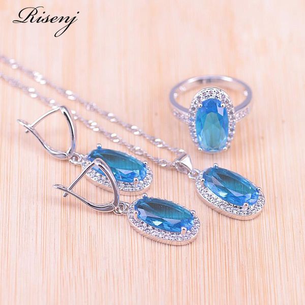 earrings & necklace risenj sky blue zircon silver color jewelry set for women ring pendant with bracelet fashion
earrings & necklace risenj sky blue zircon silver color jewelry set for women ring pendant with bracelet fashion