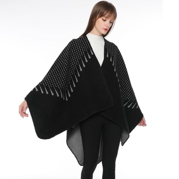 scarves women winter scarf fashion wearable ponchos and capes thickening travel blanket warm shawls femme outwear, Blue;gray 
scarves women winter scarf fashion wearable ponchos and capes thickening travel blanket warm shawls femme outwear, Blue;gray