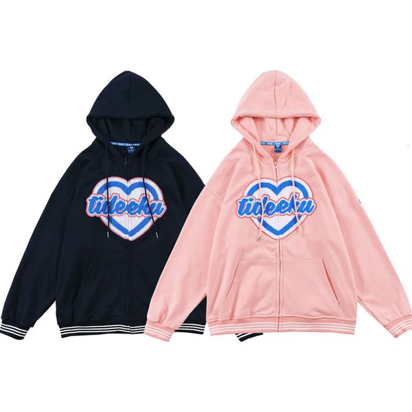 men's hoodies & sweatshirts and women's large hoodies, heart flocking zippers, harajuku street clothing, informal, autumn, Black
men's hoodies & sweatshirts and women's large hoodies, heart flocking zippers, harajuku street clothing, informal, autumn, Black
