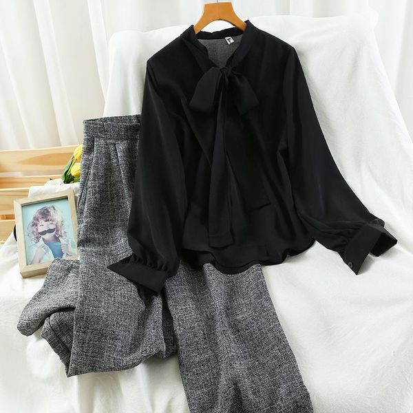 women's two piece pants yizzhoy women sets solid tie collar shirt casual high waist loose wide leg elegant office ladies suit, White
women's two piece pants yizzhoy women sets solid tie collar shirt casual high waist loose wide leg elegant office ladies suit, White