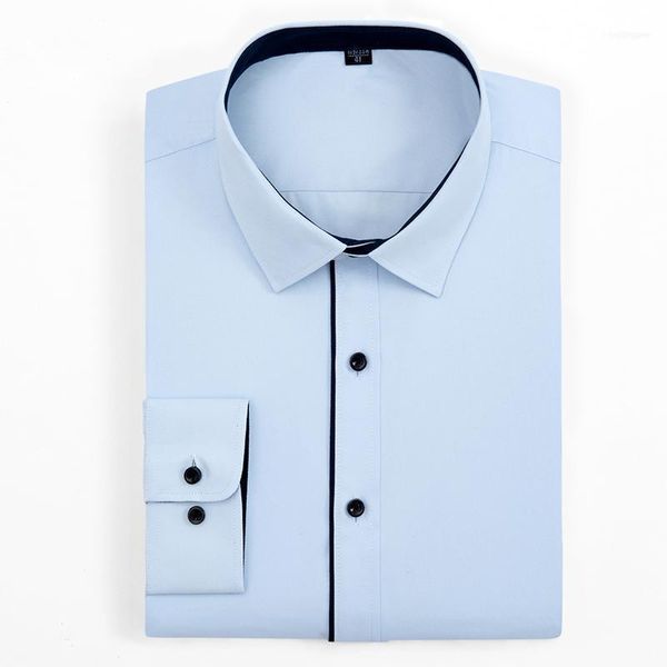 men's long sleeve solid twill basic dress shirts button closure with black piping standard-fit casual blouse work office shirt1, White;black
men's long sleeve solid twill basic dress shirts button closure with black piping standard-fit casual blouse work office shirt1, White;black
