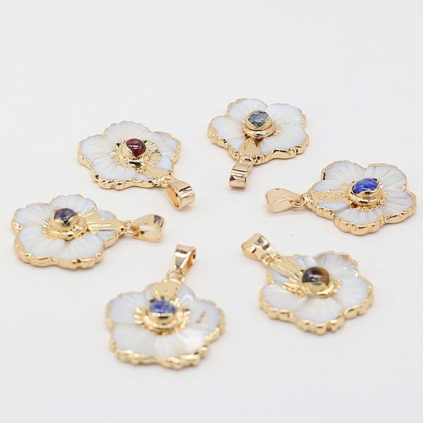 charms natural semi-precious stone shell-covered gold rim pendant opal crystal flower-shaped for diy necklace jewelry 25x25mm, Bronze;silver
charms natural semi-precious stone shell-covered gold rim pendant opal crystal flower-shaped for diy necklace jewelry 25x25mm, Bronze;silver
