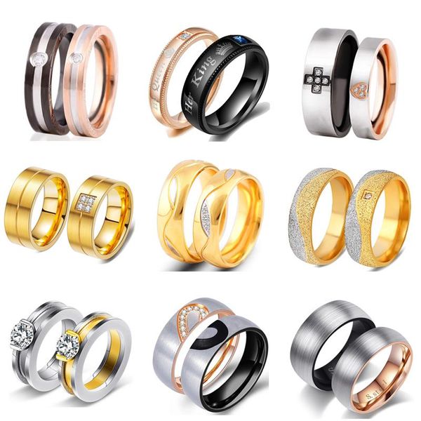 wedding rings gu li fashion couple ring simple trend room gold inlaid zircon stainless steel valentine's day jewelry gift, Slivery;golden
wedding rings gu li fashion couple ring simple trend room gold inlaid zircon stainless steel valentine's day jewelry gift, Slivery;golden