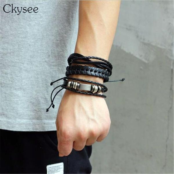 charm bracelets ckysee 6pcs/set men women multilayer leather bracelet set bangles mixed color handmade rope alloy beads braided, Golden;silver
charm bracelets ckysee 6pcs/set men women multilayer leather bracelet set bangles mixed color handmade rope alloy beads braided, Golden;silver