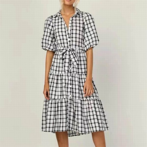 women plaid dress summer fashion short sleeve cascading ruffle check dresses feminino vestidos 210602, Black;gray
women plaid dress summer fashion short sleeve cascading ruffle check dresses feminino vestidos 210602, Black;gray