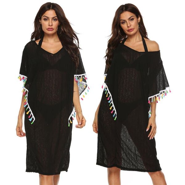 women's tassel kaftan swimsuit beach cover up pom summer dress ladies ropa mujer size casual dresses, Black;gray
women's tassel kaftan swimsuit beach cover up pom summer dress ladies ropa mujer size casual dresses, Black;gray