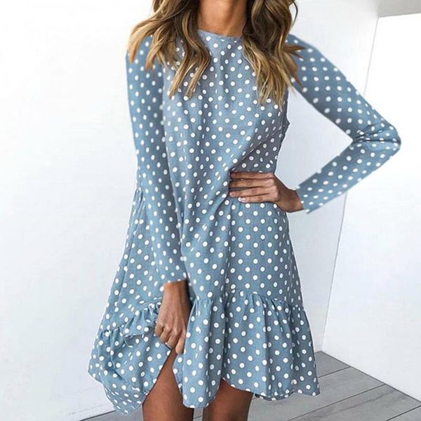 casual dresses polka dot printed long sleeve dress irregular ruffle hem women's o-neck daily party loose for women 2021, Black;gray
casual dresses polka dot printed long sleeve dress irregular ruffle hem women's o-neck daily party loose for women 2021, Black;gray
