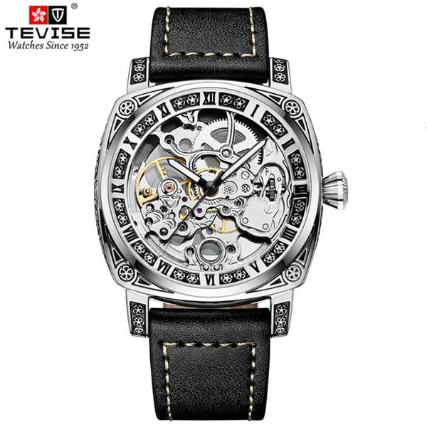 2021 new tevis automatic mechanical men clock square retro grave hollow dial sports waterproof polar, Slivery;brown
2021 new tevis automatic mechanical men clock square retro grave hollow dial sports waterproof polar, Slivery;brown