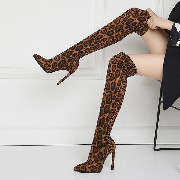 boots high heel children's knee thin heels 2021 leopard print winter plush long tube elastic, Black
boots high heel children's knee thin heels 2021 leopard print winter plush long tube elastic, Black