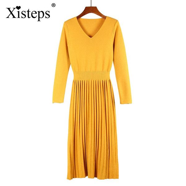 casual dresses xisteps warm sweater pleated dress women slim bodycon elastic waist female v neck long sleeve knitted solid vestidos, Black;gray
casual dresses xisteps warm sweater pleated dress women slim bodycon elastic waist female v neck long sleeve knitted solid vestidos, Black;gray