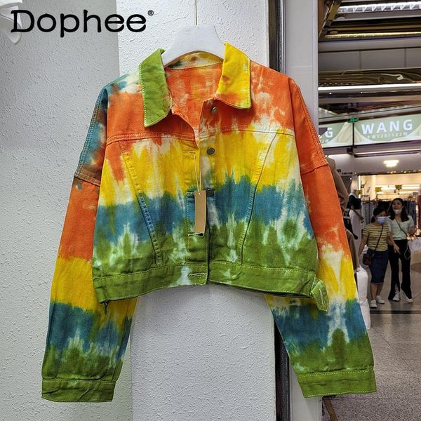 women's jackets color tie-dyed crop denim jacket outerwear jean loose casual coats trendy fall 2021 fashion clothing, Black;brown
women's jackets color tie-dyed crop denim jacket outerwear jean loose casual coats trendy fall 2021 fashion clothing, Black;brown