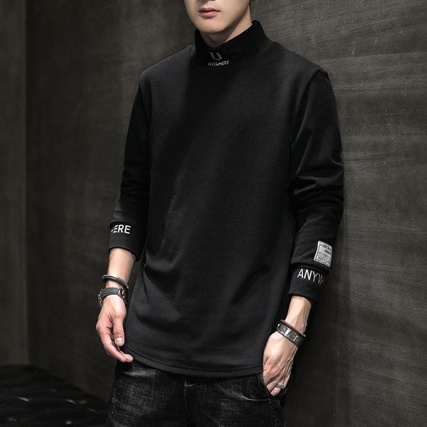men's t-shirts letter embroidery long sleeve t-shirt 2021 korean slim stand collar trend versatile spring and autumn top, White;black
men's t-shirts letter embroidery long sleeve t-shirt 2021 korean slim stand collar trend versatile spring and autumn top, White;black