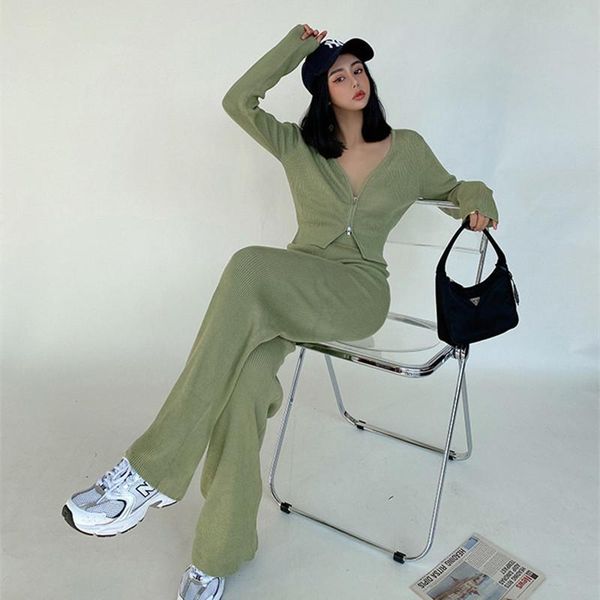 women's two piece pants autumn winter clothes women clothing sweater set y2k zippers knit long sleeve straight leg pant streetwear outf, White
women's two piece pants autumn winter clothes women clothing sweater set y2k zippers knit long sleeve straight leg pant streetwear outf, White