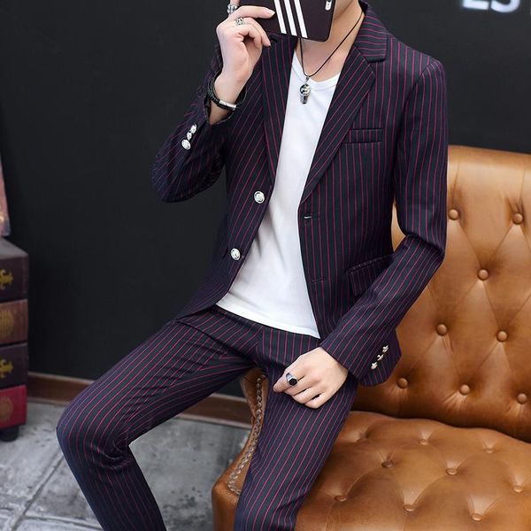 spring summer korean style men's leisure plaid business suits slim fit men striped two-piece set double-breasted & blazers, White;black
spring summer korean style men's leisure plaid business suits slim fit men striped two-piece set double-breasted & blazers, White;black