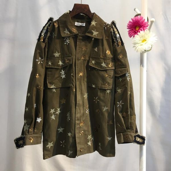 women's wool & blends industry heavy 2021 piece spring embroidery star large work clothes windbreaker coat fashion, Black
women's wool & blends industry heavy 2021 piece spring embroidery star large work clothes windbreaker coat fashion, Black