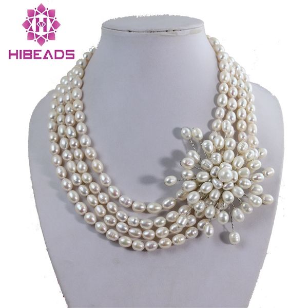 freshwater jewelry rice pearl beads handmade wedding necklace unique item pj003, Silver
freshwater jewelry rice pearl beads handmade wedding necklace unique item pj003, Silver