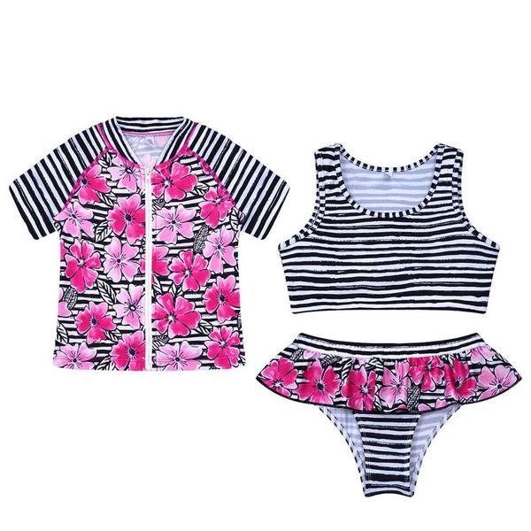 one-piece suits 3pcs kids girls children swimsuit swimwear beachwear sets striped vest short sleeve zipper floral print coat with ruffled br
one-piece suits 3pcs kids girls children swimsuit swimwear beachwear sets striped vest short sleeve zipper floral print coat with ruffled br