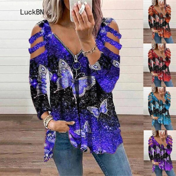women's blouses & shirts autumn winter blouse women casual zipper v-neck butterfly print long sleeve shirt female loose hole plus top, White
women's blouses & shirts autumn winter blouse women casual zipper v-neck butterfly print long sleeve shirt female loose hole plus top, White
