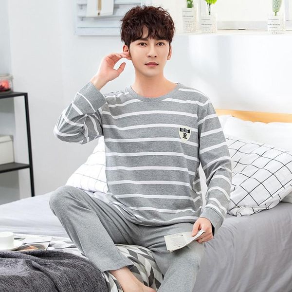 informal men's striped cotton pajamas, long sleeve autumn, 2021 sleepwear, Black;brown
informal men's striped cotton pajamas, long sleeve autumn, 2021 sleepwear, Black;brown