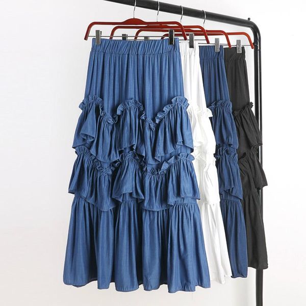 skirts summer spring fashion women female elastic high waisted blue white black ruffles skirt , 2021 korean style womens long
skirts summer spring fashion women female elastic high waisted blue white black ruffles skirt , 2021 korean style womens long