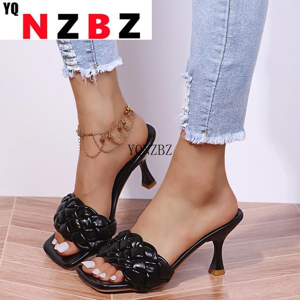 sandals 2021 leather braided high heel women runway party shoes woman cross wove folds mules thin slippers, Black
sandals 2021 leather braided high heel women runway party shoes woman cross wove folds mules thin slippers, Black