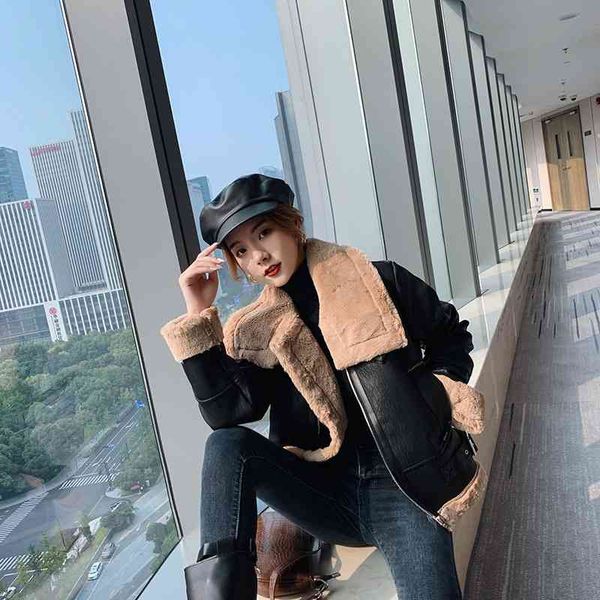 winter coat female 2021 new short leather korean fur one-piece jacket thickened spring and autumn versatile motorcycle suit, Black
winter coat female 2021 new short leather korean fur one-piece jacket thickened spring and autumn versatile motorcycle suit, Black
